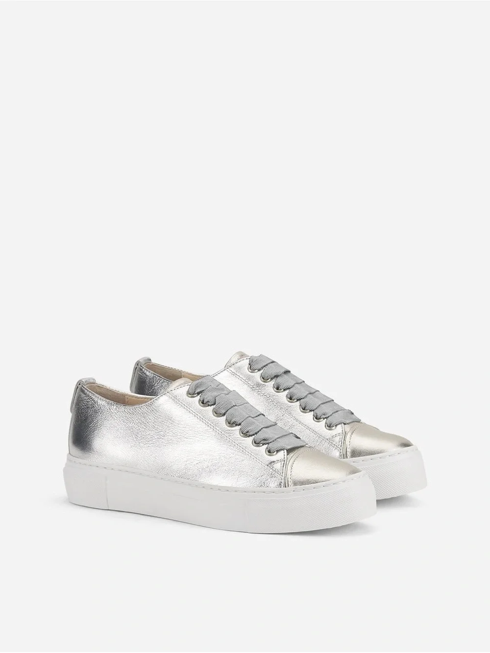 AGL Metallic Silver Women's Platform Sneakers. Size 39.5